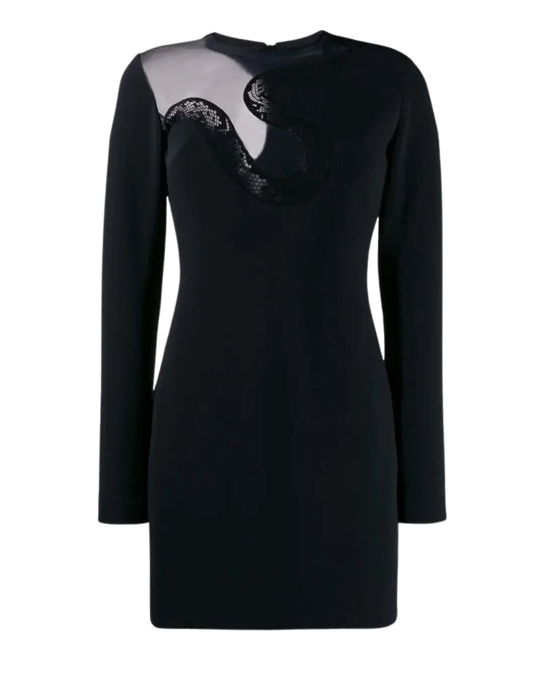 David Koma Ribbed Mesh Detail Mini Dress Black