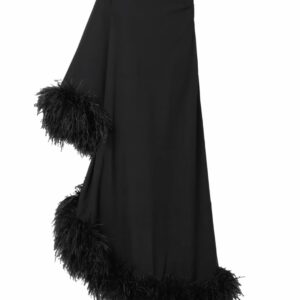 Black Handmade Ostrich Feather Dress Party