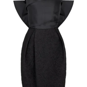Noir Sculpt Off-Shoulder Cocktail Dress
