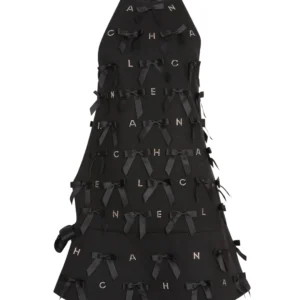 Chanelé Noir Bow-Embellished A-Line Dress