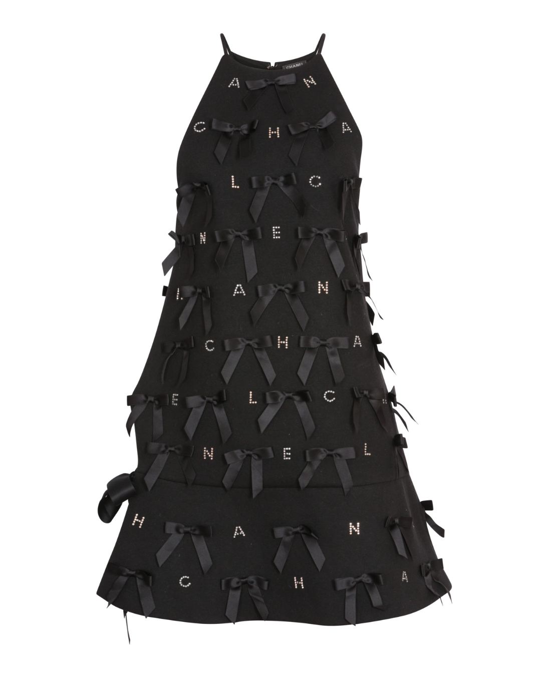 Chanelé Noir Bow-Embellished A-Line Dress