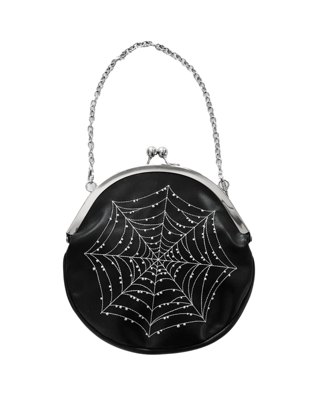 Midnight Web Pearl Clasp Handbag